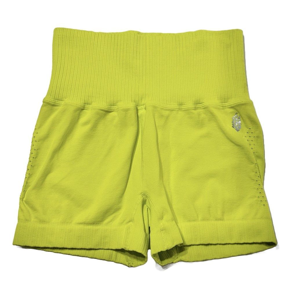 Free People Movement Good Karma Shorts Women XS Neon Yellow Seamless NWOT